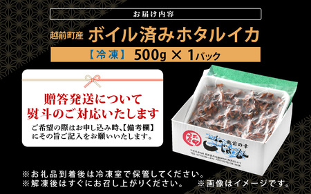 【解凍だけ】 越前町産 ボイル済 ホタルイカ 500g 急速凍結 冷凍 ほたるいか 全国トップクラス漁獲量【 日本海 福井県 海鮮 惣菜 6000円以下】 [e15-a052]