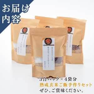 パックご飯 熟成玄米ご飯(酵素玄米) 手作りセット 3合pac×4個 パックごはん | パックご飯 パックごはん 新潟県 弥彦村