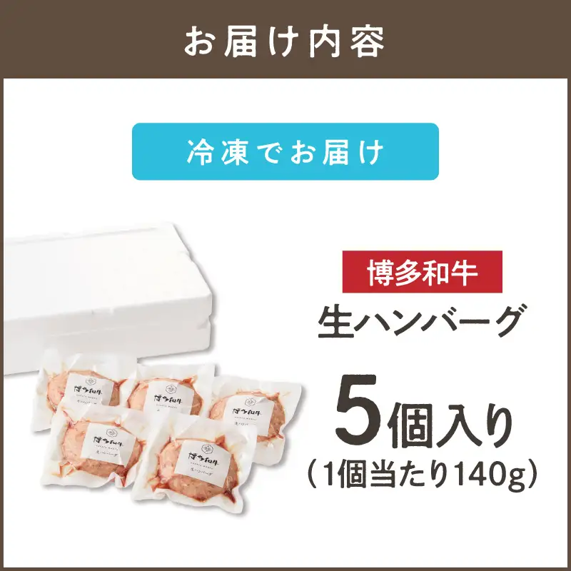 博多和牛 生ハンバーグ 140g 5個入り【A2-140】