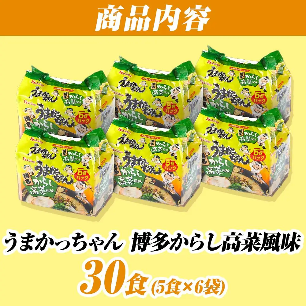 うまかっちゃん＜博多 からし高菜風味＞ 30食（5食入×6袋）福岡市／豚骨ラーメン | 麺 食品 加工食品 人気 おすすめ 送料無料