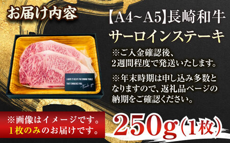 【A4~A5】長崎和牛サーロインステーキ　250g（250g×1枚）【株式会社 MEAT PLUS】[QBS013]