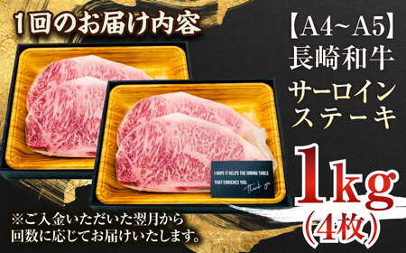 【全6回定期便】【A4~A5】長崎和牛サーロインステーキセット　1kg（250g×4枚）【株式会社 MEAT PLUS】[QBS076]