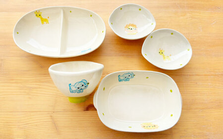 【瀬戸焼】子供用食器5点セット（動物）【窯元SOUSEN】[BBCQ010]子ども食器 ギフト