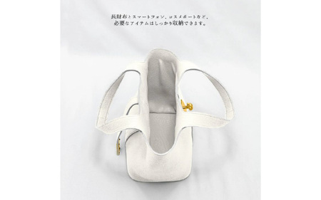 シンプルで上品 たっぷりと収納できるレザーバッグ / 本革ハンドバッグ WHITE(ホワイト) RINA（リナ）