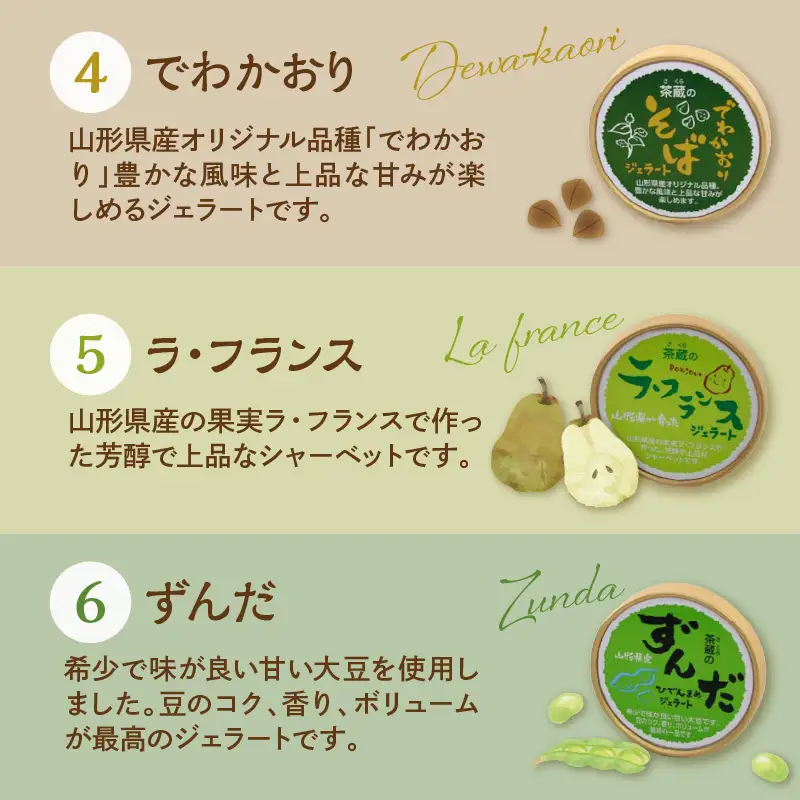 茶蔵 の やまがた ジェラート 6個 詰合せ 山形 ジェラート