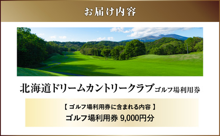 北海道 ドリームカントリークラブ ゴルフ場 利用券 9,000円分 T042-FT12 体験 チケット