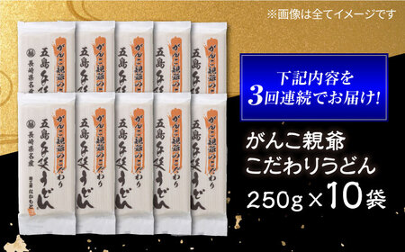 【3回定期便】がんこ親爺のこだわりうどん10袋 五島市/中本製麺[PCR036]  五島うどん 麺 保存食 手延べ 乾麺 