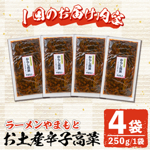 ＜定期便・全5回(連続)＞お土産辛子高菜(総量20袋・4袋×5回)漬物 漬け物 高菜 辛子高菜 ご飯のお供 おかず おつまみ ラーメン 福岡 小分け 常温 常温保存 定期便【ksg1445】【ラーメンやまもと春日本店】
