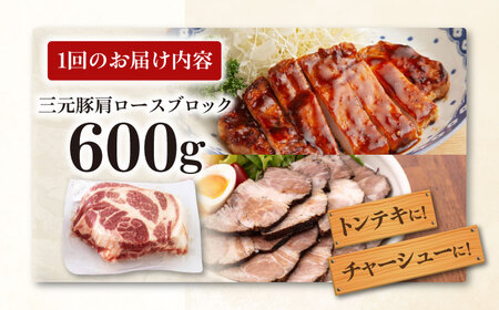 【全3回定期便】平田牧場 肩ロース ブロック 600g 豚肉 煮豚 [AJAP111]