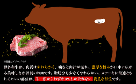 博多和牛ヒレステーキ 450g 150g×3枚 株式会社MEAT PLUS《30日以内に出荷予定(土日祝除く)》福岡県 鞍手郡 小竹町 博多和牛 和牛 牛肉 ヒレ ステーキ ヒレステーキ