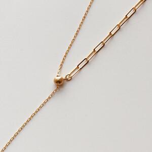 【K18イエローゴールド ロングチェーンネックレス】動くスライドボール 2種類のチェーンで作るロングネックレス 最大80cm K18-N004 / 金 ゴールド ジュエリー アクセサリー ギフト プレゼント レディース シンプル 定番 ネックレス