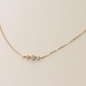 【K10イエローゴールド ラボダイヤモンドネックレス】0.315ct 15粒のダイヤを美しくデザインしたロングネックレス 長さ60cm K10-N005 ネックレス