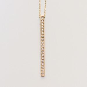 【K10イエローゴールド ラボダイヤモンドネックレス】0.095ct 19粒のラボダイヤが美しいロングネックレス 全長70cm K10-N001 ネックレス