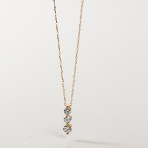 【K10イエローゴールド ラボダイヤモンドネックレス】0.435ct 3粒ダイヤのトリロジーネックレス 上品な美しさ 長さ50cm K10-N006 ネックレス