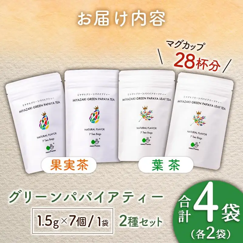 グリーンパパイアティー 2種 セット (果実茶＆葉茶) ティーバッグ 計4袋 宮崎県産