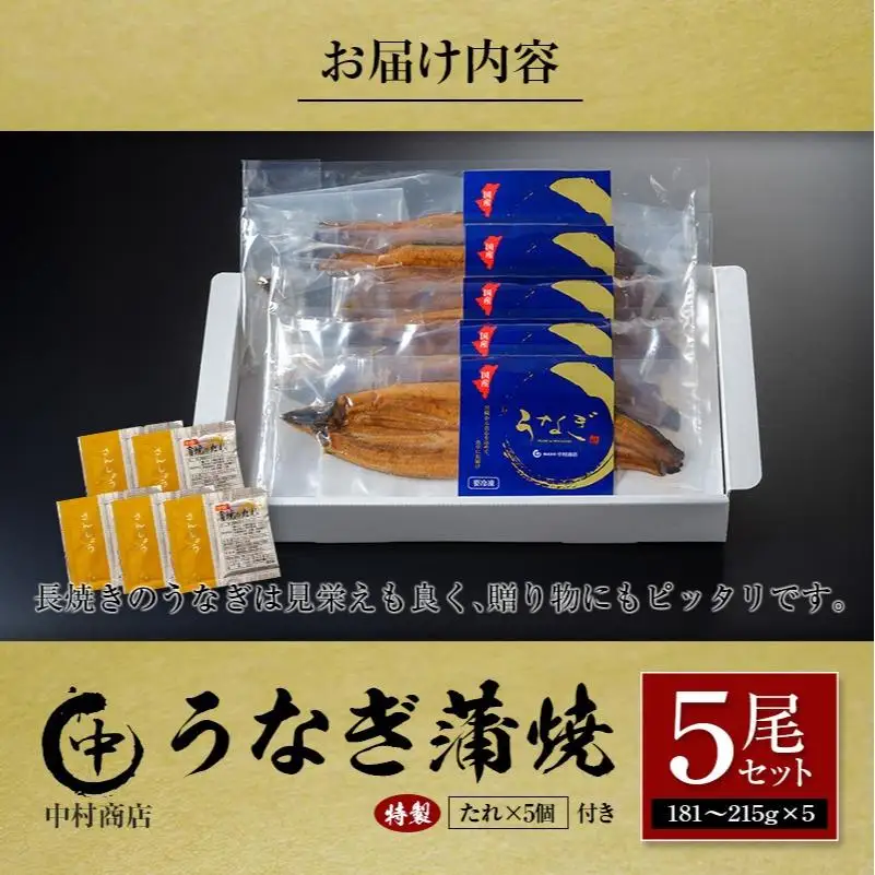 ◆中村商店 うなぎ蒲焼5尾セット 計905g以上