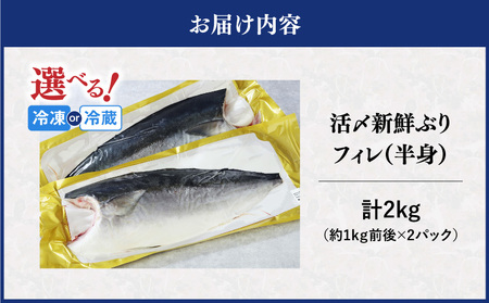 活〆 新鮮 ぶり フィレ 2枚（ 半身 ） M079-010-02 魚 冷凍