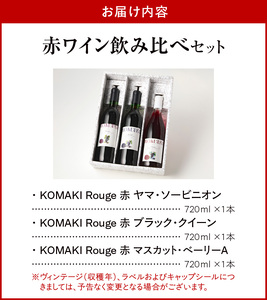 小牧ワイナリ―　赤ワイン３本飲み比べセット（小牧産ぶどう100％使用）[026A09] 軽口ワイン 甘口ワイン 葡萄 ぶどう ブドウ ヤマ・ソービニオン ブラック・クイーン マスカット・べーリーA 国産ワイン 酒 飲料 アルコール ギフト 贈り物 贈答 ワイン飲み比べ ワインセット