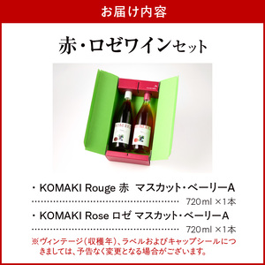 小牧ワイナリ―　赤・ロゼワイン２本セット（小牧産ぶどう100％使用）[026A11]軽口ワイン 甘口ワイン 葡萄 ぶどう ブドウ マスカット・ベーリーA 国産ワイン 酒 飲料 アルコール ギフト 贈り物 贈答 ワイン飲み比べ ワインセット 