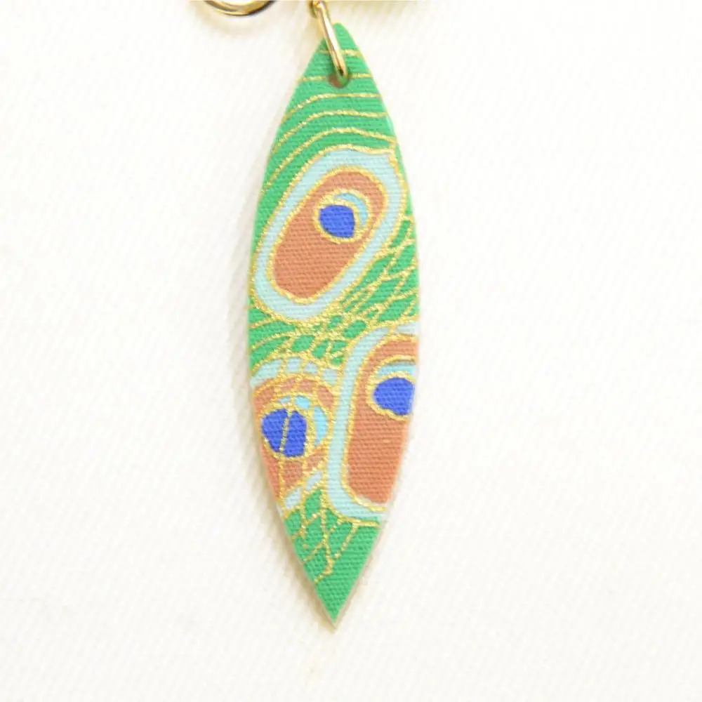【染工房正茂】手描友禅 ピアス / イヤリング（ファブリックアクセサリー）《孔雀》 