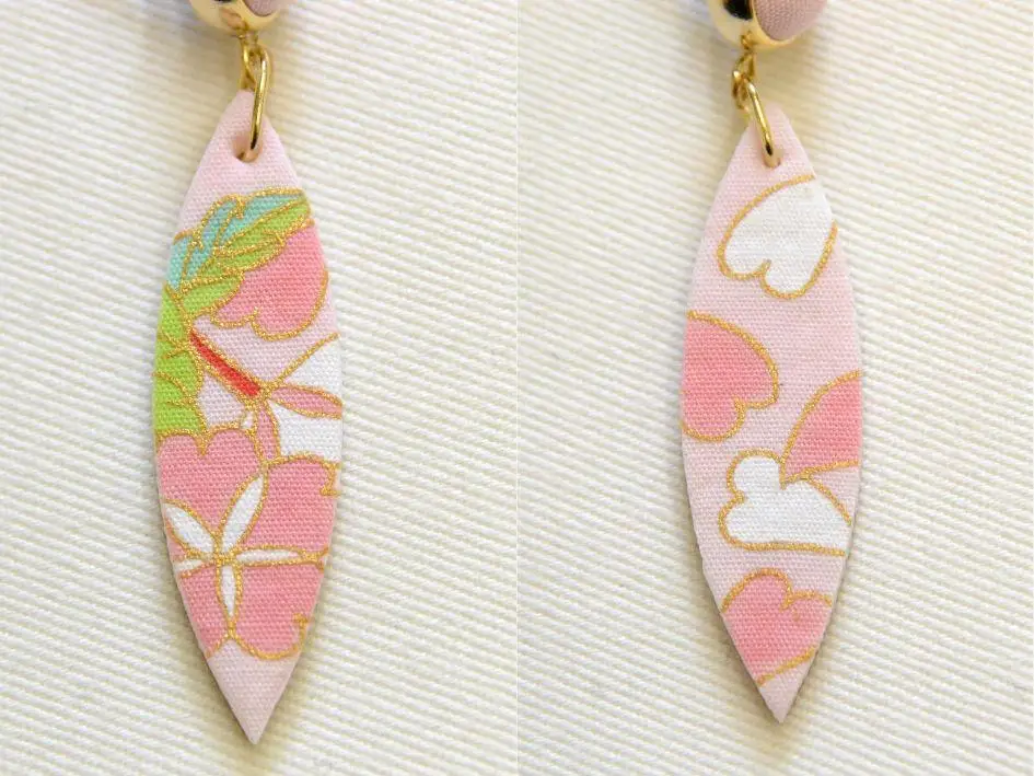 【染工房正茂】手描友禅 ピアス・イヤリング（ファブリックアクセサリー）《桜》