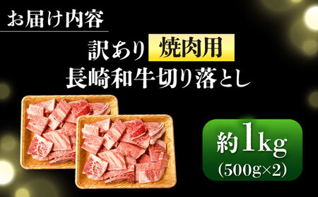 訳あり A4-A5 長崎和牛 焼肉切り落とし 500g×2 (肩ロース・バラ） [DBS004] 訳アリ 牛肉