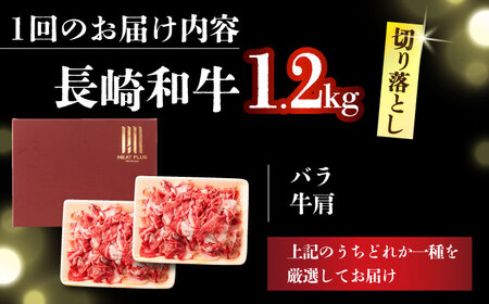 【3回定期便】 A4-A5 長崎和牛 切り落とし 1.2kg (600g×2） [DBS058]