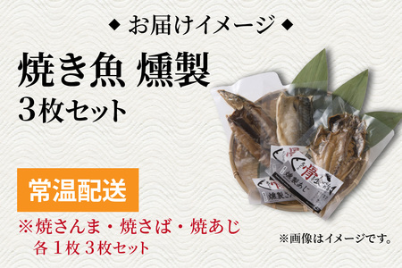 【燻製】丸ごと骨まで食べられる焼き魚 計3枚（3枚セット×1種）［A-088001_03］ 