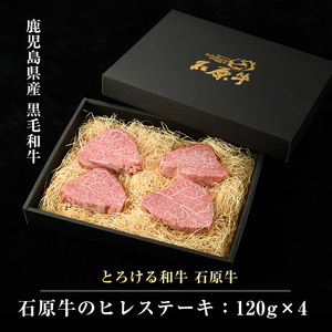 石原牛のヒレステーキ(120g×4) (数量限定)石原牛 赤身 ヒレ ステーキ 480g 国産 牛 ウシ 牛肉 焼肉 BBQ バーベキュー ビーフ 冷凍【石原PRO】ishihara-7089