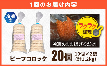 【全12回定期便】ビーフコロッケ 20個 1.2kg / コロッケ ビーフコロッケ 人気コロッケ 冷凍コロッケ 小分けコロッケ【三富屋商事株式会社】 [AKFJ082]