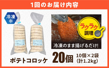 【全12回定期便】ポテトコロッケ 20個 1.2kg / コロッケ ポテトコロッケ 人気コロッケ 冷凍コロッケ 小分けコロッケ 【三富屋商事株式会社】 [AKFJ028]