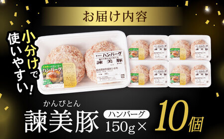 諫美豚ハンバーグ 10個(各150g) 計1.5kg / 豚肉 ハンバーグ はんばーぐ おかず 惣菜 冷凍 / 諫早市 / 土井農場 [AHAD064]