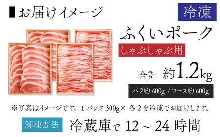 ふくいポークしゃぶしゃぶ用（バラ 約300g×2パック 計約600g、ロース  約300g×2パック 計約600g）　合計 約1.2kg [B-066040]