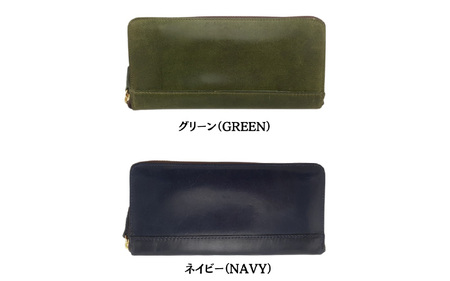 自社オリジナル　本革ヌメラウンド長財布_グリーン