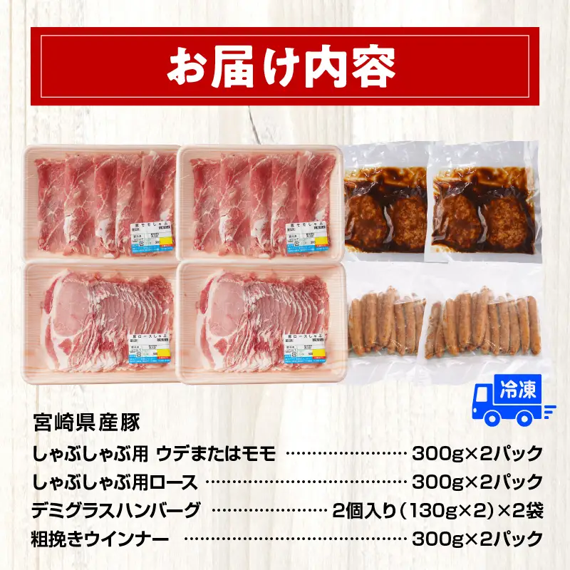 豚肉 しゃぶしゃぶ 豚肉[宮崎県産 ロース セット 日高さんげ ウデorモモ 各300g×2]