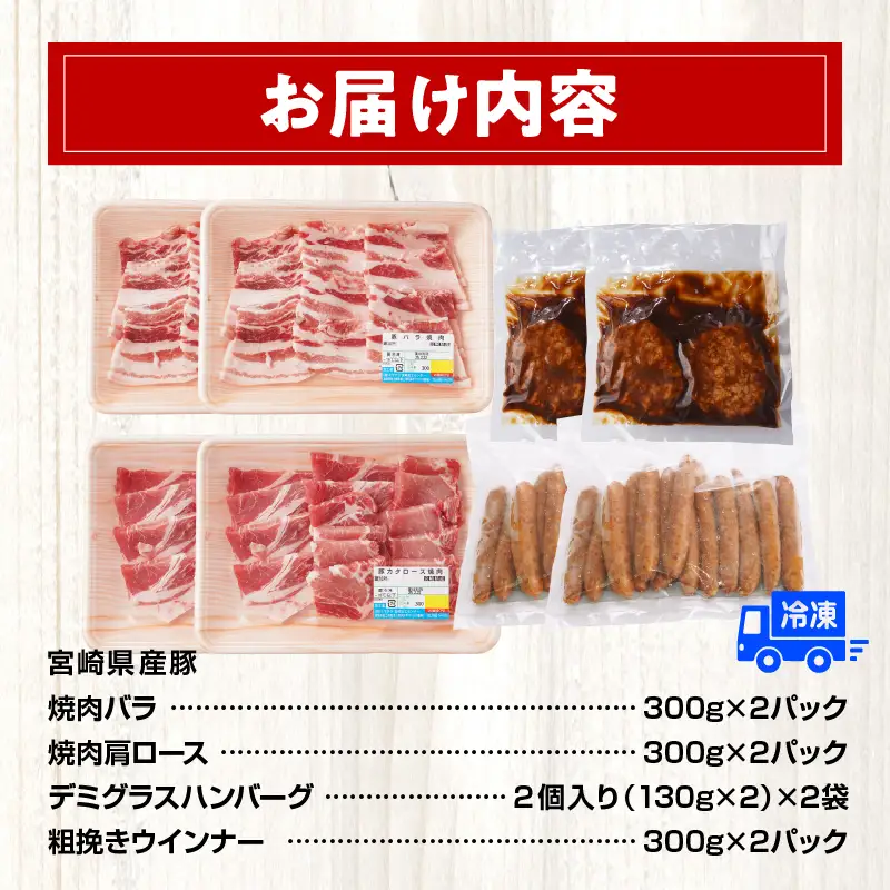 豚肉 焼肉 豚肉[宮崎県産 バラ 肩ロース セット 日高さんげ 各300g×2]