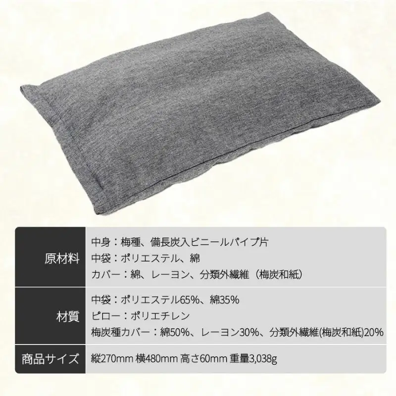 梅まくら あんみん 備長炭ver【箱入、１個】azmn015A【azmn015A】