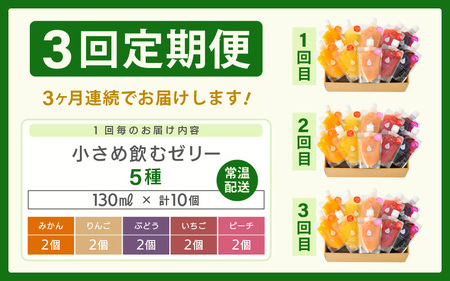 定期便 ≪3ヶ月連続お届け≫  小さめ飲むゼリー 5種  10個入  ゼリー 詰め合わせ [m01-d003]
