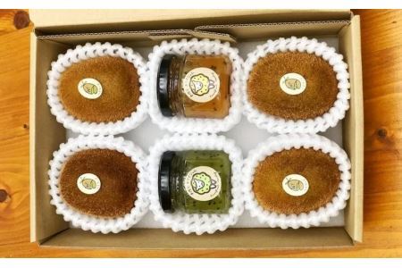 5881　キウイ＆ジャム　掛川産グリーンキウイ4個・キウイジャム×2個(ギフト箱入り)【配送不可地域：離島・北海道・沖縄県・四国・九州】【1603112】