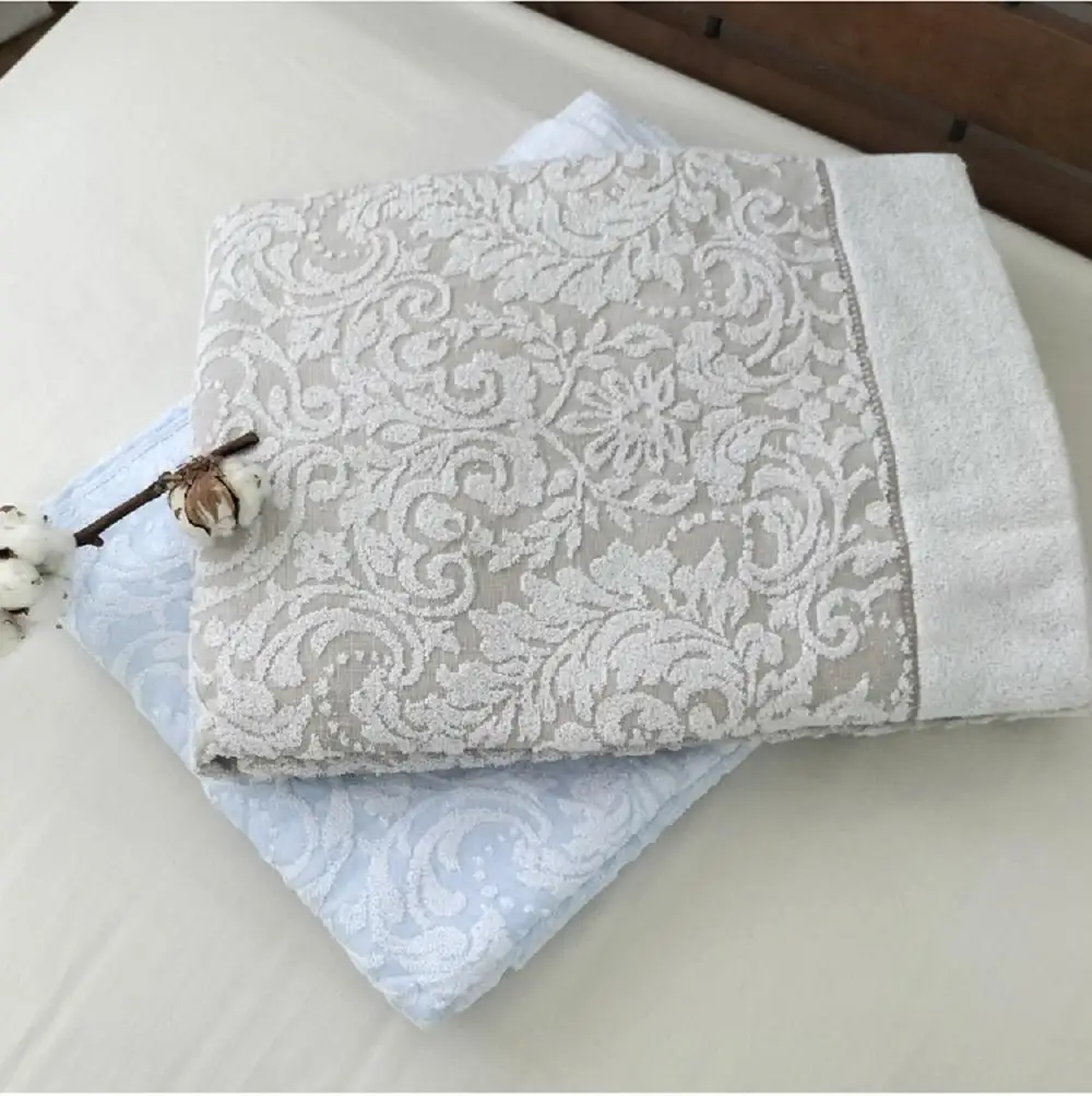 【 ブルー 】 高級ジャガード織りタオルケット シングルサイズ（140×190cm） SNT-10T-BL