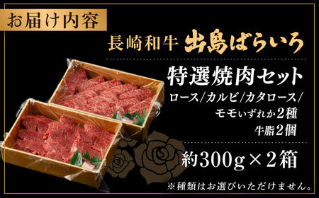 長崎和牛出島ばらいろ 特選焼肉セット（ロース カルビ カタロース モモ のいずれか2種類）約300g×2[RCI045] 長崎和牛 焼肉 長崎和牛 焼肉 長崎和牛 焼肉九州 長崎