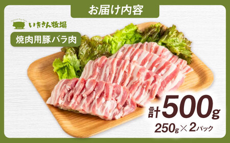 一貴山豚 焼肉用バラ肉 計500g(250g×2p) 糸島市 / いきさん牧場 豚肉 冷凍 [AGB034]