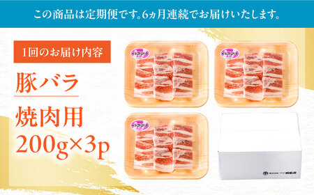 【定期便】 豚肉 焼肉用 総計3.6kg NAC602 豚肉 全6回