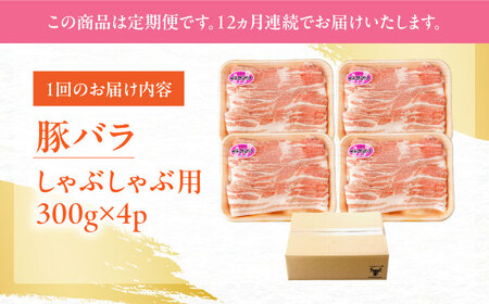 【定期便】 豚肉 しゃぶしゃぶ用 総計14.4kg NAC612 豚肉 全12回