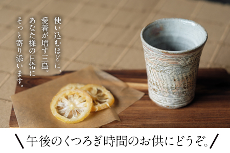 【陶器】三島コップ（ペア）一道窯【ふるさと納税】 《受注制作につき最大3カ月以内に出荷予定》