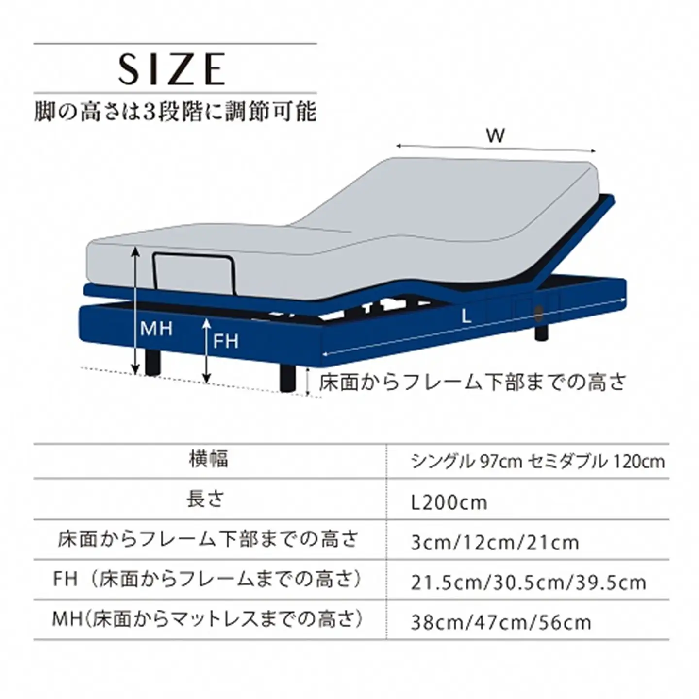ベッド【シモンズ】電動リクライニングセミダブルベッド シムレスト 5.5レギュラー AB24E02 グレー色