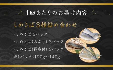 【全3回定期便】旬の美味しさを感じる！しめさば3種詰め合わせ サバ 鯖 あぶり 昆布付き 冷凍 国産