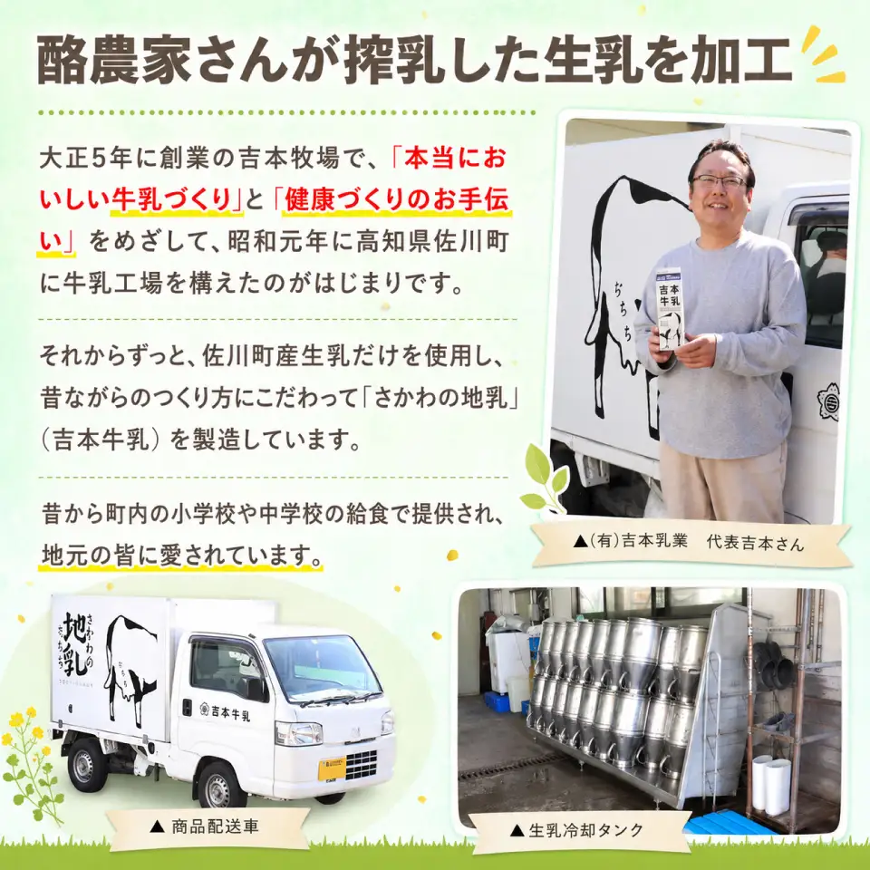 ＜吉本牛乳（さかわの地乳）・ 吉本コーヒー 各200ml×5本 合計10本＞ 　コーヒー牛乳 吉本乳業 高知県 佐川町 成分無調整 生乳100％ ぢちち NHKあさイチで紹介 ご当地牛乳