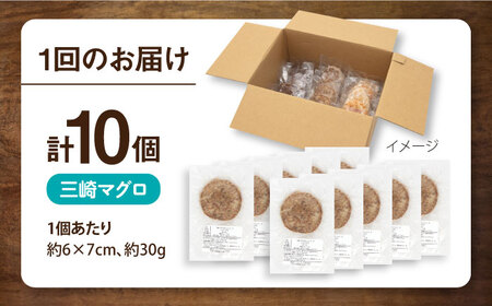 【全6回定期便】ペットフード 三崎マグロ 100%ハンバーグ 10個セット ペット 犬 猫 手作り 国産 てづくり こだわり まぐろ ドッグフード  ドッグフード ペットフード 横須賀 【ペットフードYM japan】 [AKEX004]