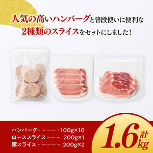「まるみ豚」宮崎県産豚肉ハンバーグ・精肉セット計1.6kg 豚肉